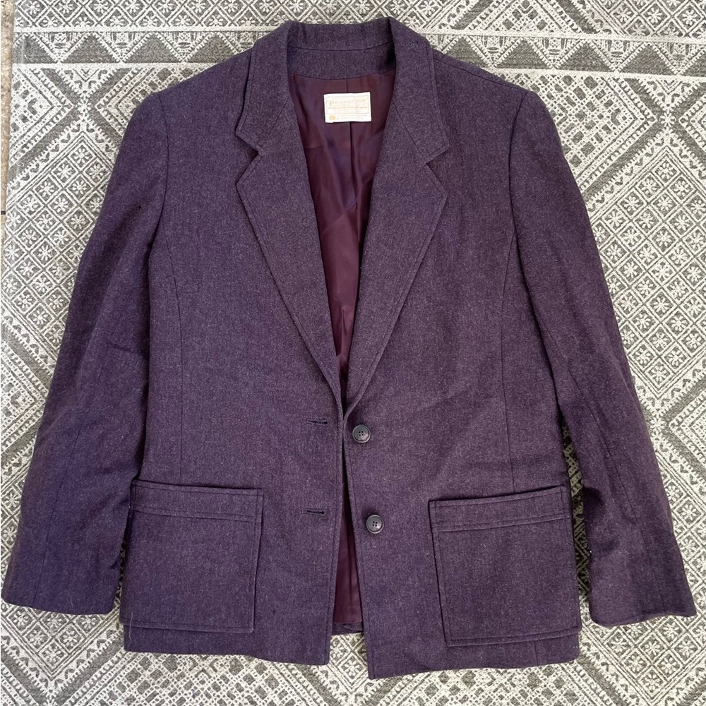 Pendleton Wool Blazer Women’s Purple 100% Virgin Wool USA Made Jacket VTG SZ 16